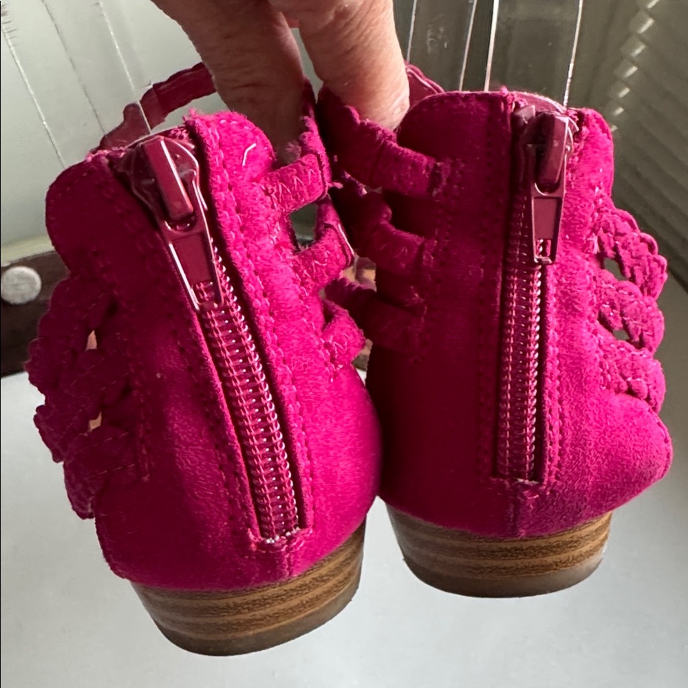 Carlos Santana Braided Leather Strappy Sandal Womens 8 magenta pink Festival - Picture 5 of 7